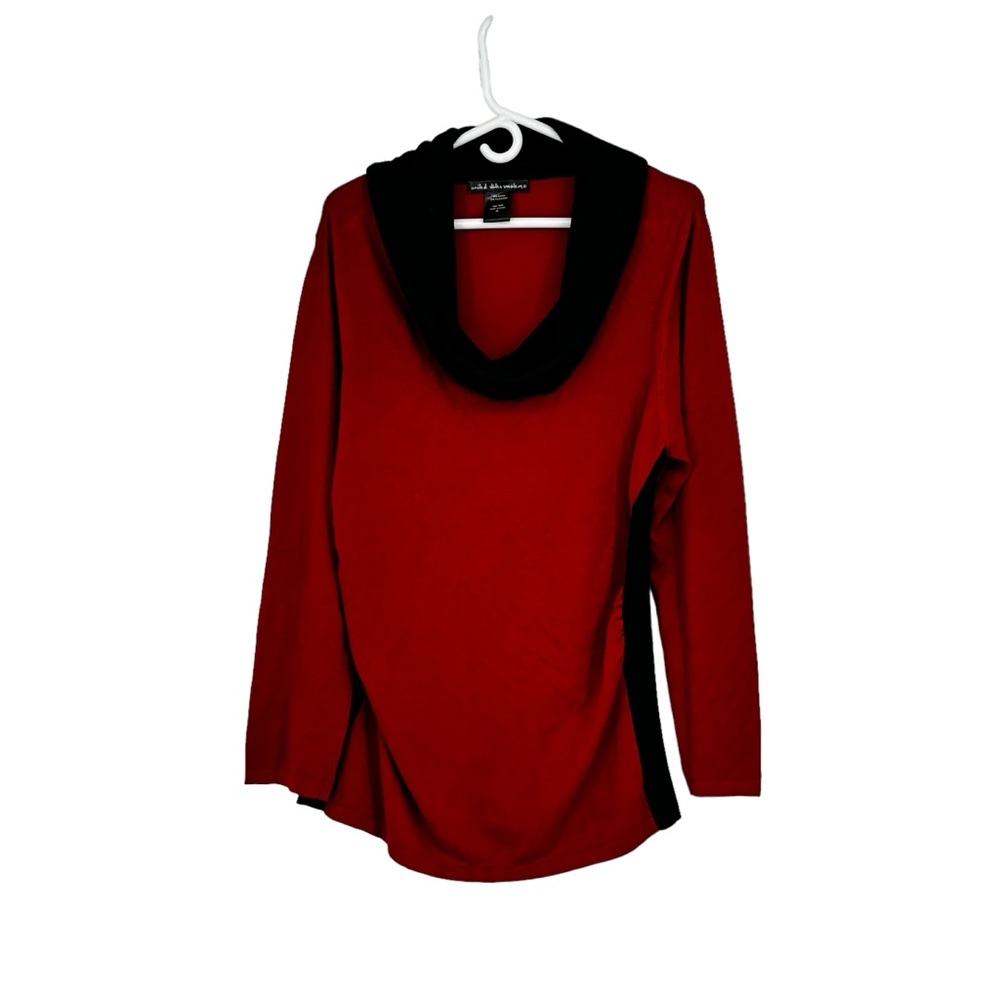 *Women’s United States Sweaters XL Red/Black Rayon/Polyester Cowl Neck Sweater